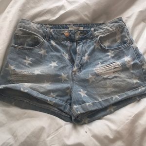 Distressed/ faded /star high waisted shorts